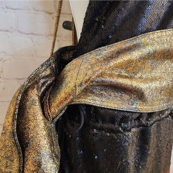NWT Luxury Boutique Iridescent Metallic Leather Obi Wrap Belt One Size Ret. $250 main image 6